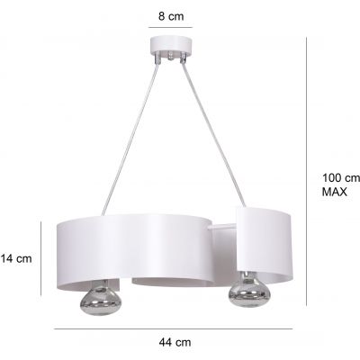 Emibig Vixon lampa wisząca 2x60W biały/chrom 306/2