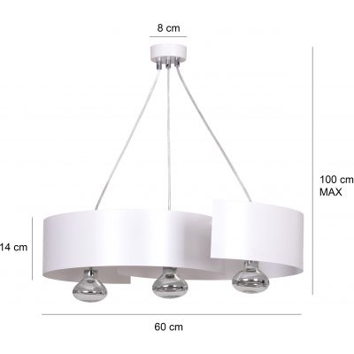 Emibig Vixon lampa wisząca 3x60W biały/chrom 306/3