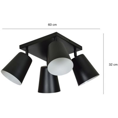Emibig Prism lampa podsufitowa 4x60W czarny/biały 385/4