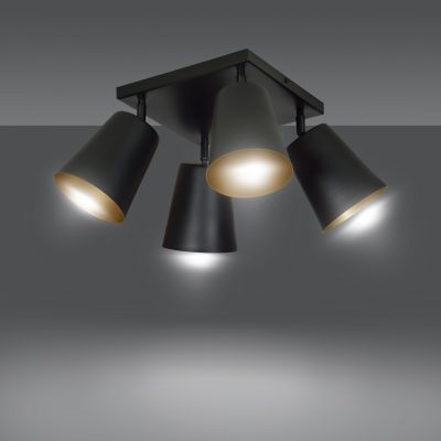Emibig Prism lampa podsufitowa 4x60W czarny/złoty 406/4