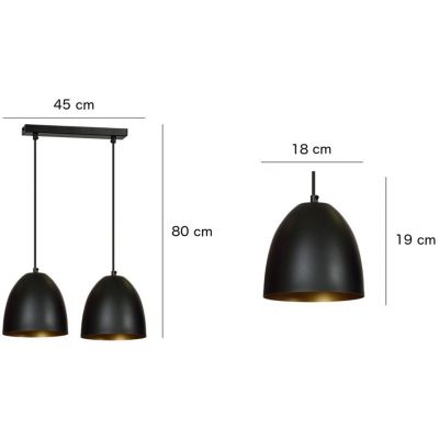 Emibig Lenox lampa wisząca 2x60W czarny/złoty 410/2
