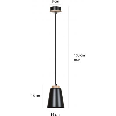 Emibig Bolero lampa wisząca 1x60W czarny/drewno 442/1