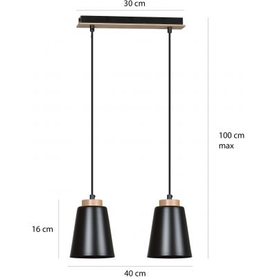 Emibig Bolero lampa wisząca 2x60W czarny/drewno 442/2