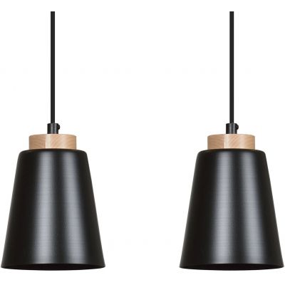 Emibig Bolero lampa wisząca 2x60W czarny/drewno 442/2