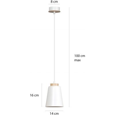 Emibig Bolero lampa wisząca 1x60W biały/drewno 443/1