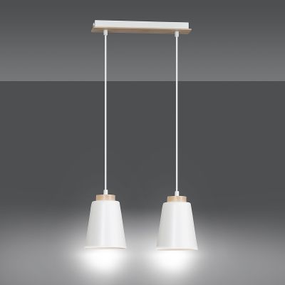 Emibig Bolero lampa wisząca 2x60W biały/drewno 443/2