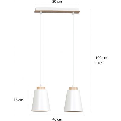 Emibig Bolero lampa wisząca 2x60W biały/drewno 443/2