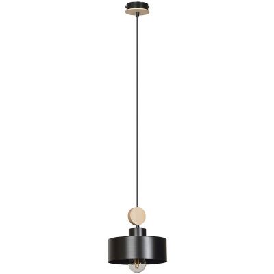 Emibig Tuniso lampa wisząca 1x60W czarny/drewno 582/1