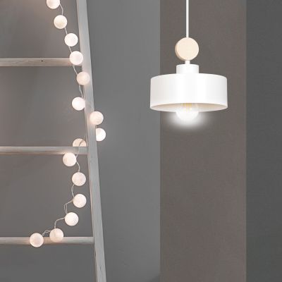 Emibig Tuniso lampa wisząca 1x60W biały/drewno 583/1