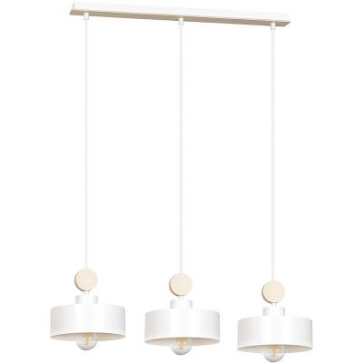 Emibig Tuniso lampa wisząca 3x60W biały/drewno 583/3