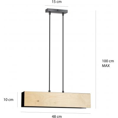 Emibig Carlo lampa wisząca 2x60W czarny/drewno 610/2