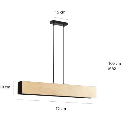 Emibig Carlo lampa wisząca 3x60W czarny/drewno 610/3