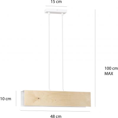 Emibig Carlo lampa wisząca 2x60W biały/drewno 611/2