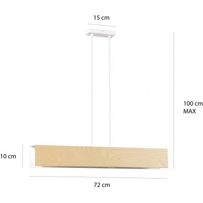 Emibig Carlo lampa wisząca 3x60W biały/drewno 611/3