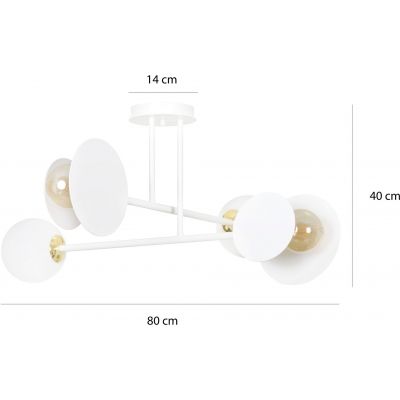 Emibig Minerva lampa podsufitowa 2x40W+2x60W biały/złoty 613/4