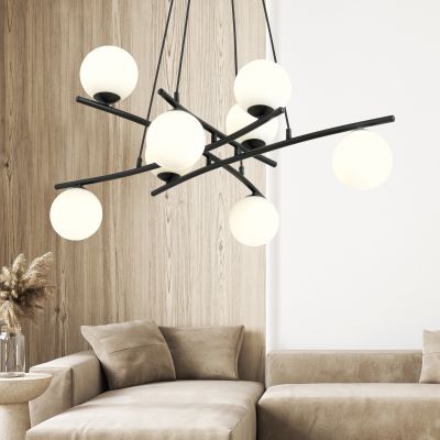 Emibig Essa lampa wisząca 8x10 W biała-czarna 1201/8