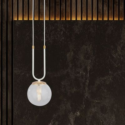 Emibig Glam lampa wisząca 1x10 W biała-przezroczysta 1116/1
