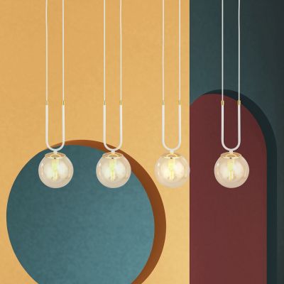 Emibig Glam lampa wisząca 4x10 W biała-bursztynowa 1117/4