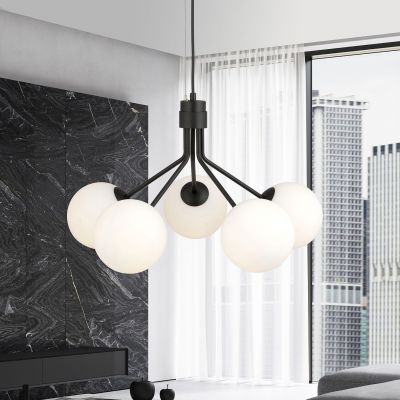 Emibig Nova lampa wisząca 5x10 W czarna-opal 1138/5