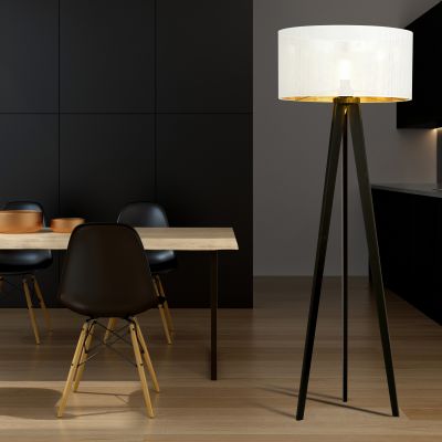 Emibig Aston lampa stojąca 1x15 W biała-czarna-złota 1147/LP1