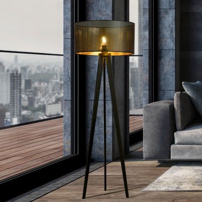 Emibig Aston lampa stojąca 1x15 W czarna-złota 1148/LP1