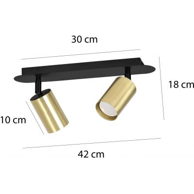 Emibig Zen lampa podsufitowa 2x30W czarny/złoty 622/2