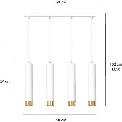 Emibig Kibo lampa wisząca 4x30W biały/złoty 642/4