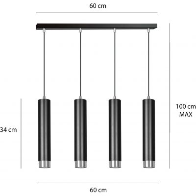 Emibig Kibo lampa wisząca 4x30W czarny/chrom 643/4