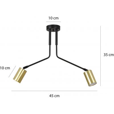Emibig Verno lampa podsufitowa 2x8 W czarna-złota 655/2
