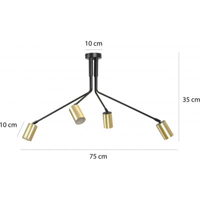 Emibig Verno lampa podsufitowa 4x30W czarny/złoty 655/4