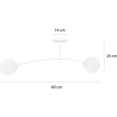 Emibig Pregos lampa podsufitowa 2x40W biały/szkło mleczne 671/2