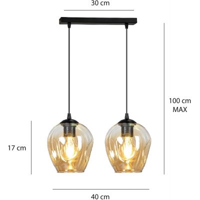 Emibig Istar lampa wisząca 2x60W czarny/miodowy 677/2