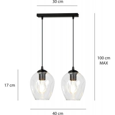 Emibig Istar lampa wisząca 2x60W czarny/przezroczysty 679/2