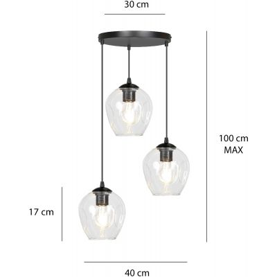 Emibig Istar lampa wisząca 3x60W czarny/przezroczysty 679/3PREM