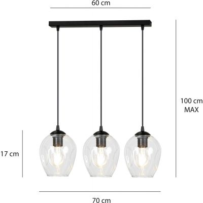 Emibig Istar lampa wisząca 3x60W czarny/przezroczysty 679/3