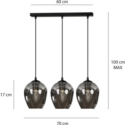 Emibig Istar lampa wisząca 3x15 W czarna-grafitowa 680/3