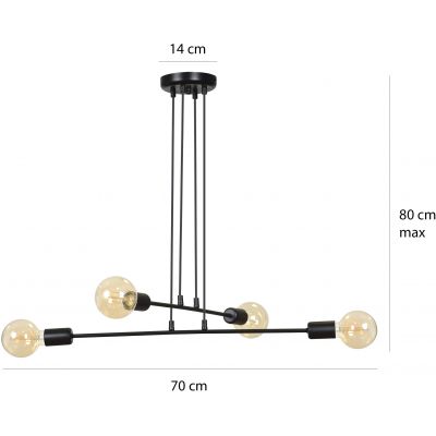 Emibig Multipo lampa wisząca 4x15 W czarna 696/4