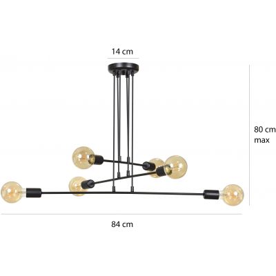 Emibig Multipo lampa wisząca 6x60W czarna 696/6