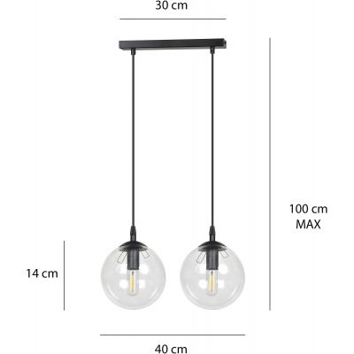 Emibig Cosmo lampa wisząca 2x40W czarny/przezroczysty 711/2