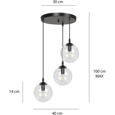 Emibig Cosmo lampa wisząca 3x40W czarny/przezroczysty 711/3PREM