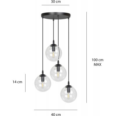 Emibig Cosmo lampa wisząca 4x10 W czarna-przezroczysta 711/4PREM