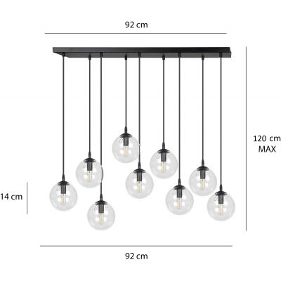 Emibig Cosmo lampa wisząca x10 W czarna-przezroczysta 711/9