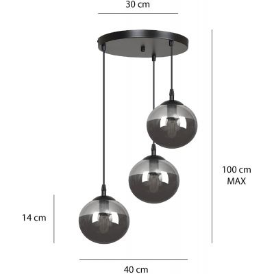 Emibig Cosmo lampa wisząca 3x40W czarny/grafit 712/3PREM