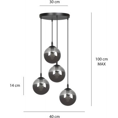 Emibig Cosmo lampa wisząca 4x40W czarny/grafit 712/4PREM