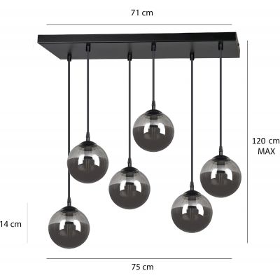 Emibig Cosmo lampa wisząca 6x10 W czarna-grafitowa 712/6