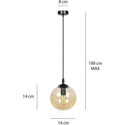 Emibig Cosmo lampa wisząca 1x40W czarny/bursztynowy 713/1