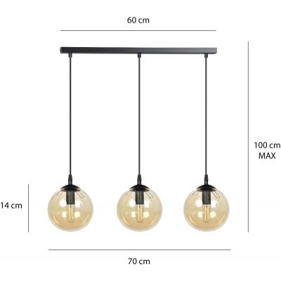 Emibig Cosmo lampa wisząca 3x40W czarny/miodowy 713/3