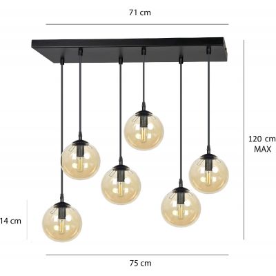 Emibig Cosmo lampa wisząca 6x40W czarny/miodowy 713/6