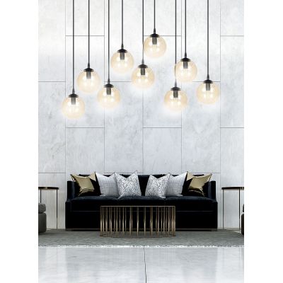 Emibig Cosmo lampa wisząca 9x10 W czarna-bursztynowa 713/9