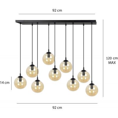 Emibig Cosmo lampa wisząca 9x10 W czarna-bursztynowa 713/9
